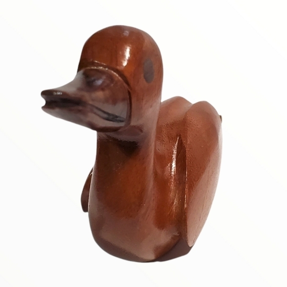 Hand carved solid dark wood duckling small 3" - Picture 3 of 13